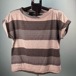 Casual Striped Black and Gray Women's Tee